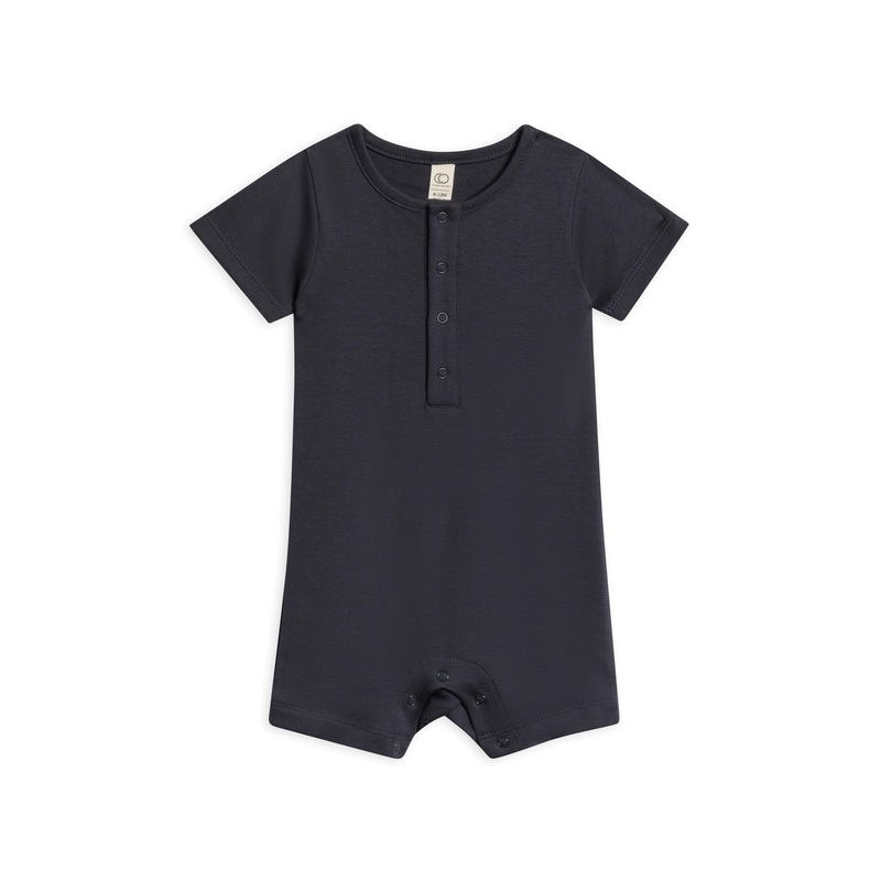 Organic Mason Short Sleeve Romper - Navy