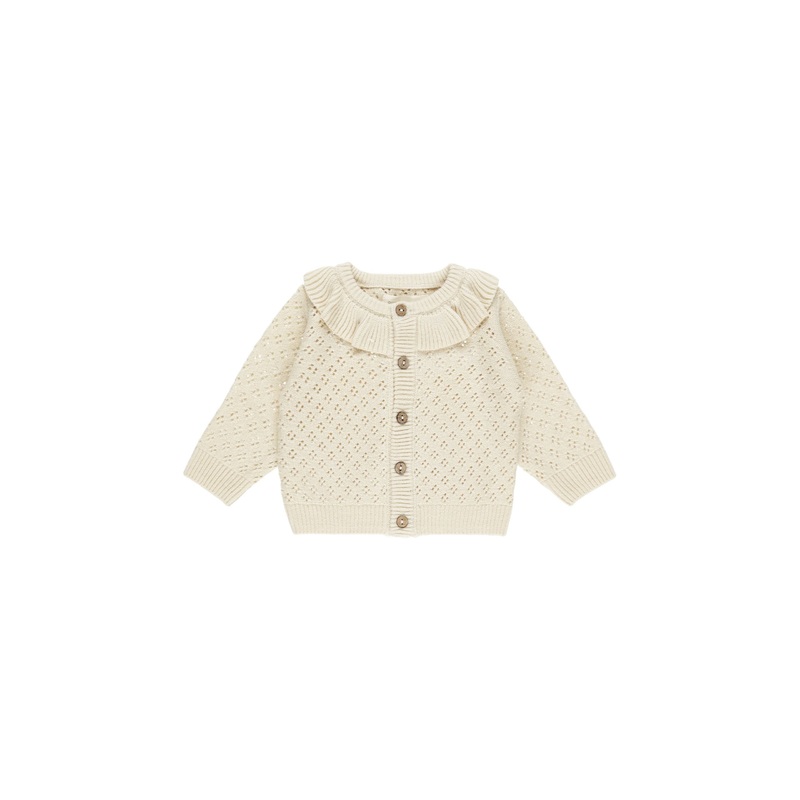 Quincy Mae Ruffle Collar Cardigan - Natural