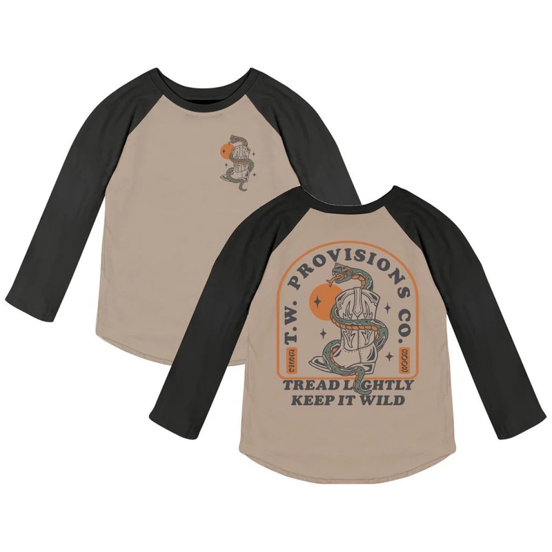 Tread Lightly Longsleeve Raglan - Clay + Vintage Black