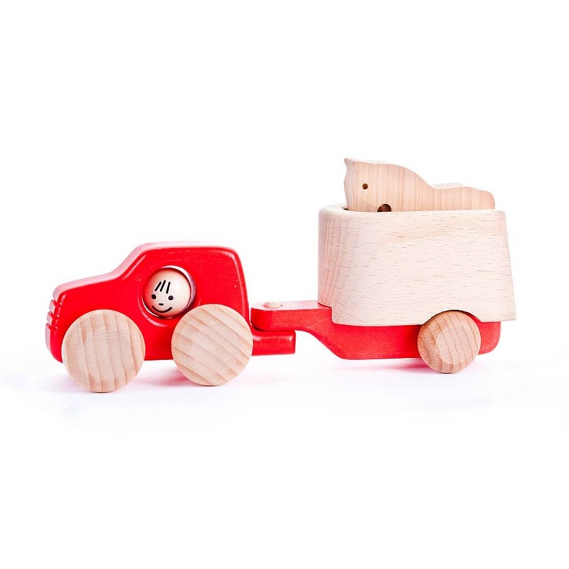 Wooden Car with Horse