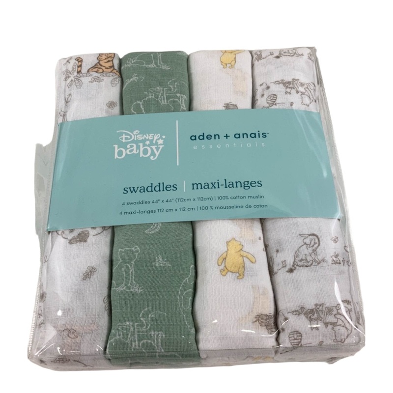 Aden + Anais Essentials Cotton Muslin Swaddle, 4 Pack, Disney Winnie + Friends