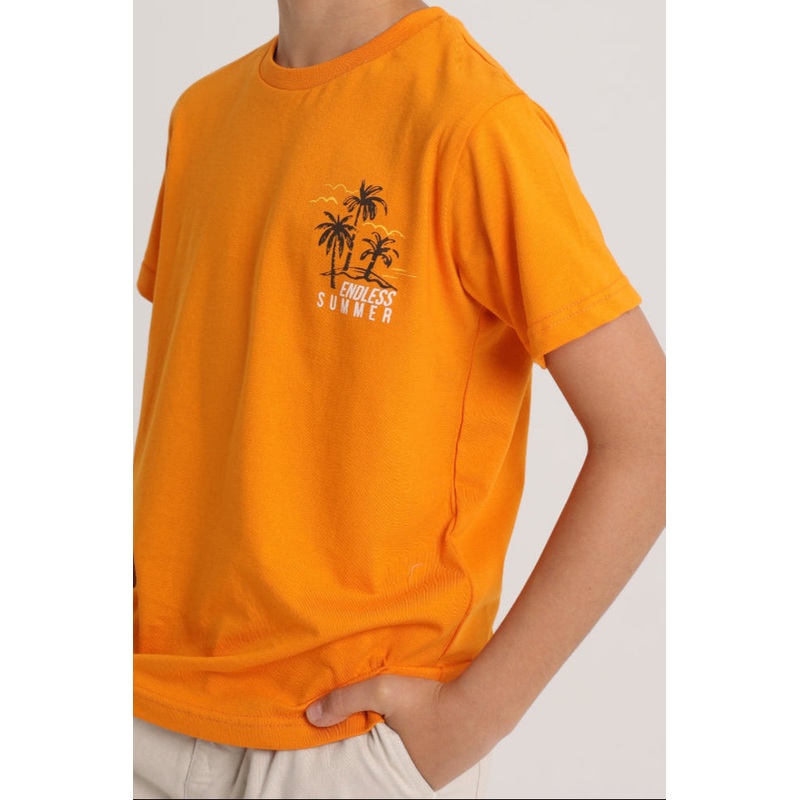 Boys Cotton T-Shirt  Orange with "Endless Summer" Design