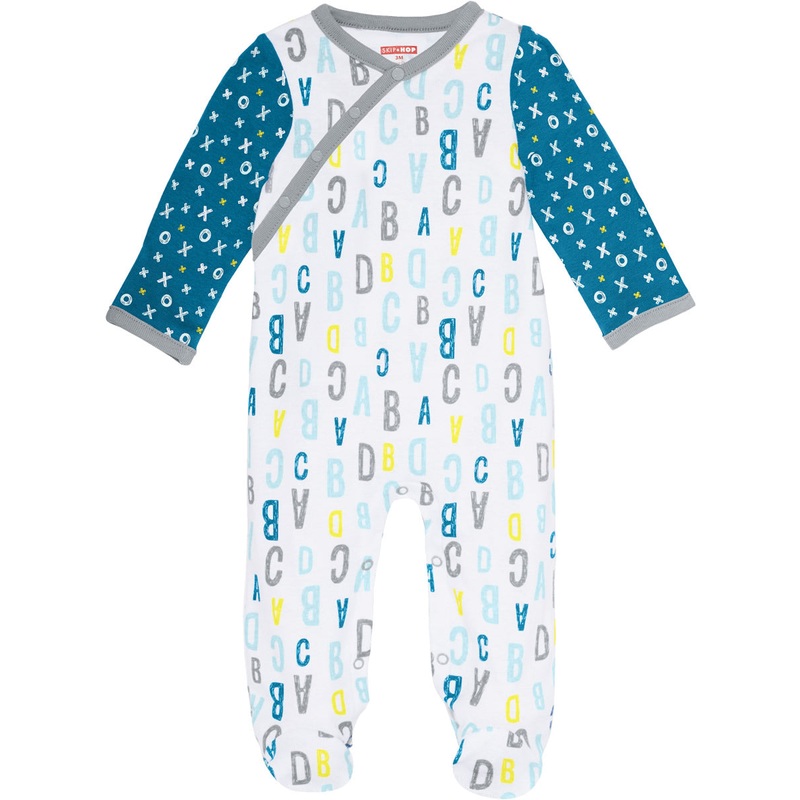 Skip Hop ABC-123 Side Snap Footie - Blue (9 Months)