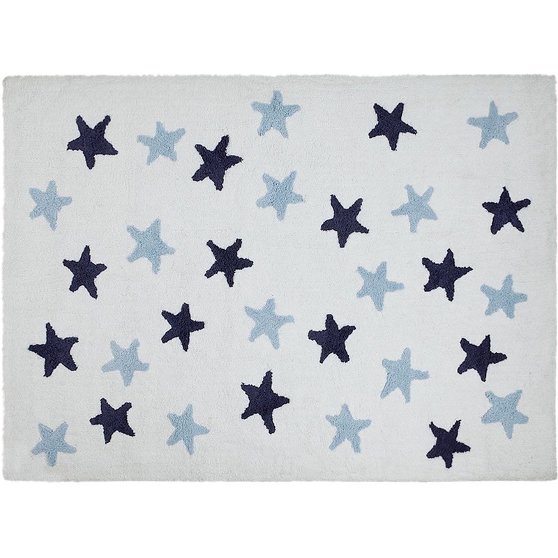 Lorena Canals Messy Stars Rug - White/Navy/Blue (4' x 5' 3")