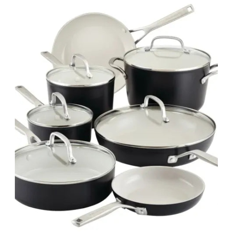 12 Piece Ceramic Cookware set Black