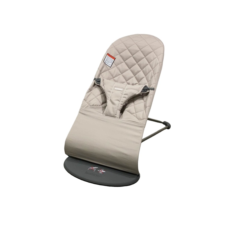 BabyBjorn Bouncer Bliss, Dark Gray Frame, Sand Gray Cotton Classic Quilt Woven