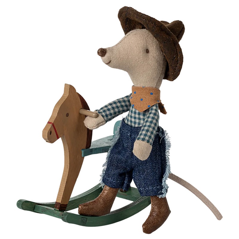 Cowboy Mouse on Rocking Horse Little Brother