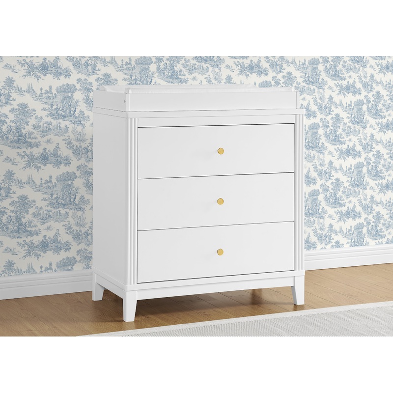 Eloise 3 Drawer Dresser with Changing Top and Interlocking Drawers