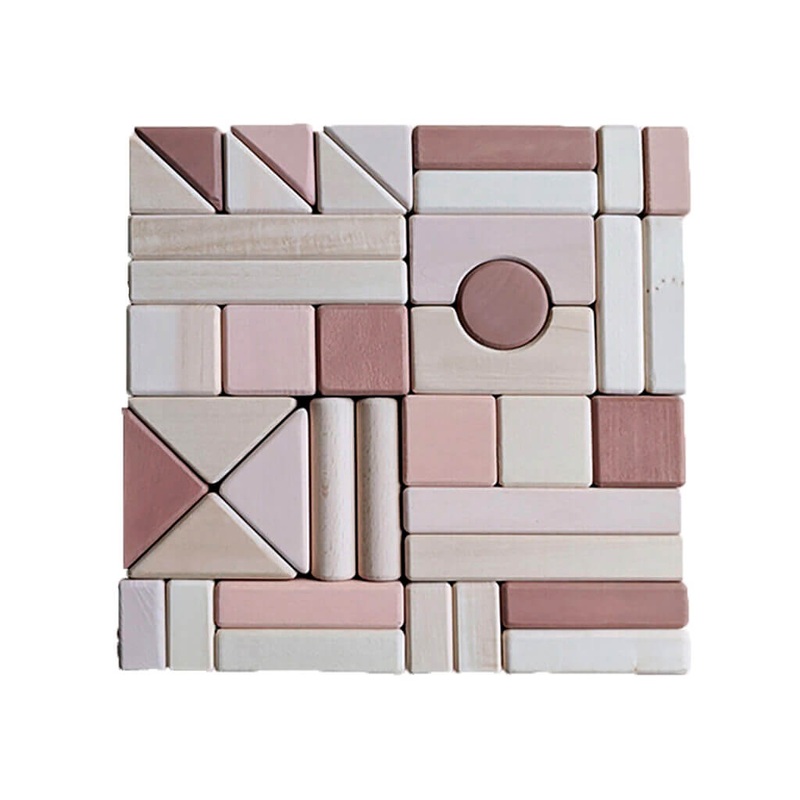 Wooden Castle Building Blocks Light Pink