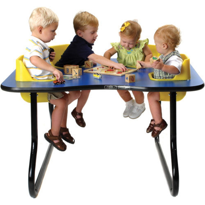 4-Seat Toddler Table, Royal Blue Table Top with Red Seats