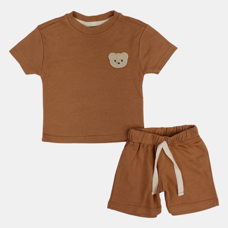 Baby Boys Cotton 2-Piece Outfit Set  Bear Head Design