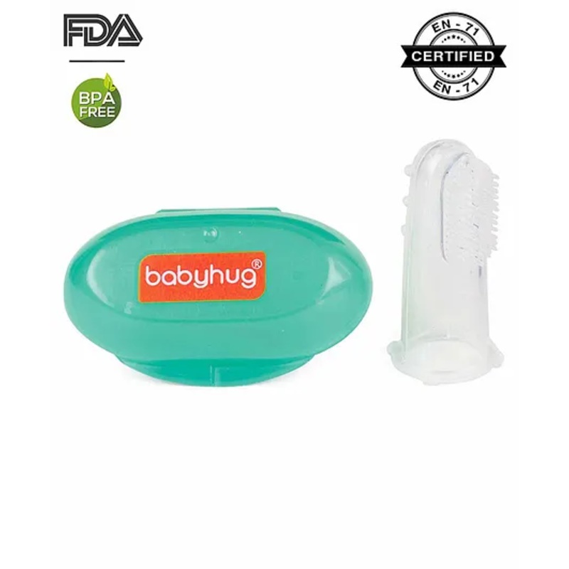 Babyhug Silicone Finger Toothbrush with Protective Case for Babies  Soft Gum Cleaner | BPA Free | For Infant Oral Care