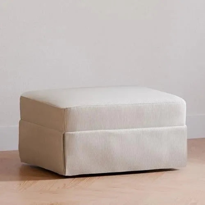 Crawford Gliding Ottoman in Fog Chatham Stripe Performance Eco-Weave
