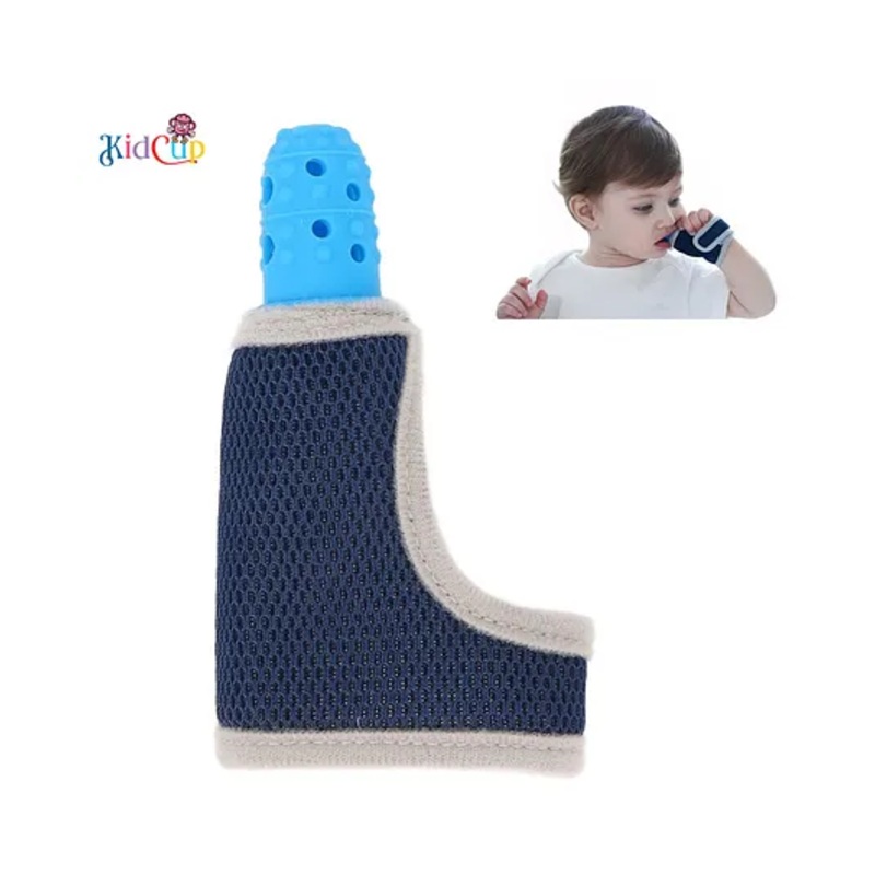 Kidcup Baby Finger Guard Adjustable Protector Soft Silicone Stop Sucking Glove - Blue