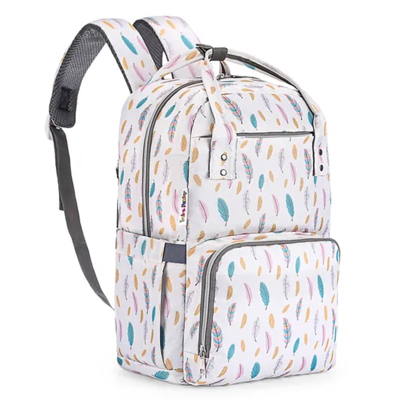Multipurpose Diaper Backpack Feather Print - Off White