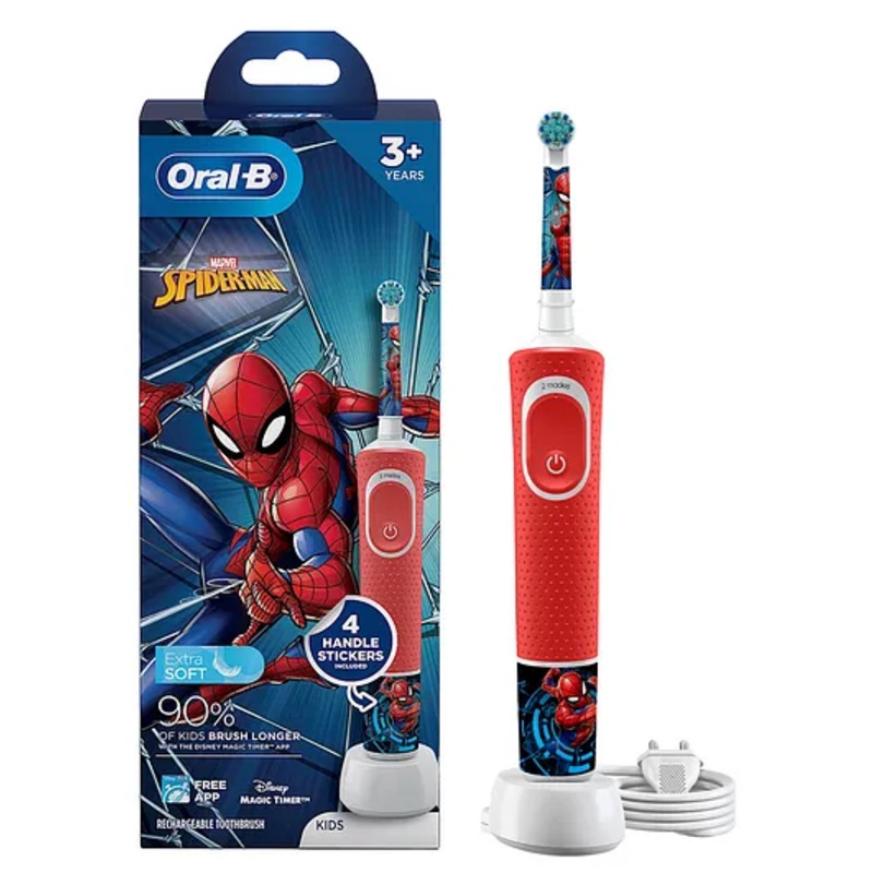 Oral B Kids Electric Rechargeable Toothbrush Featuring Spider Man with Extra Soft Bristles
