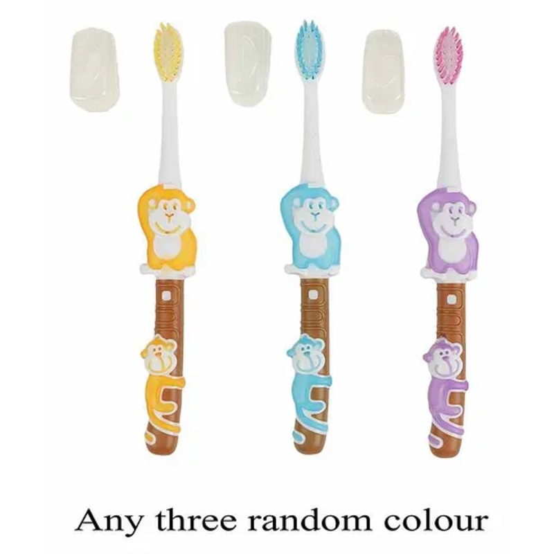 Passion Petals Monkey Design Toothbrush Pack Of 3 - Multicolour