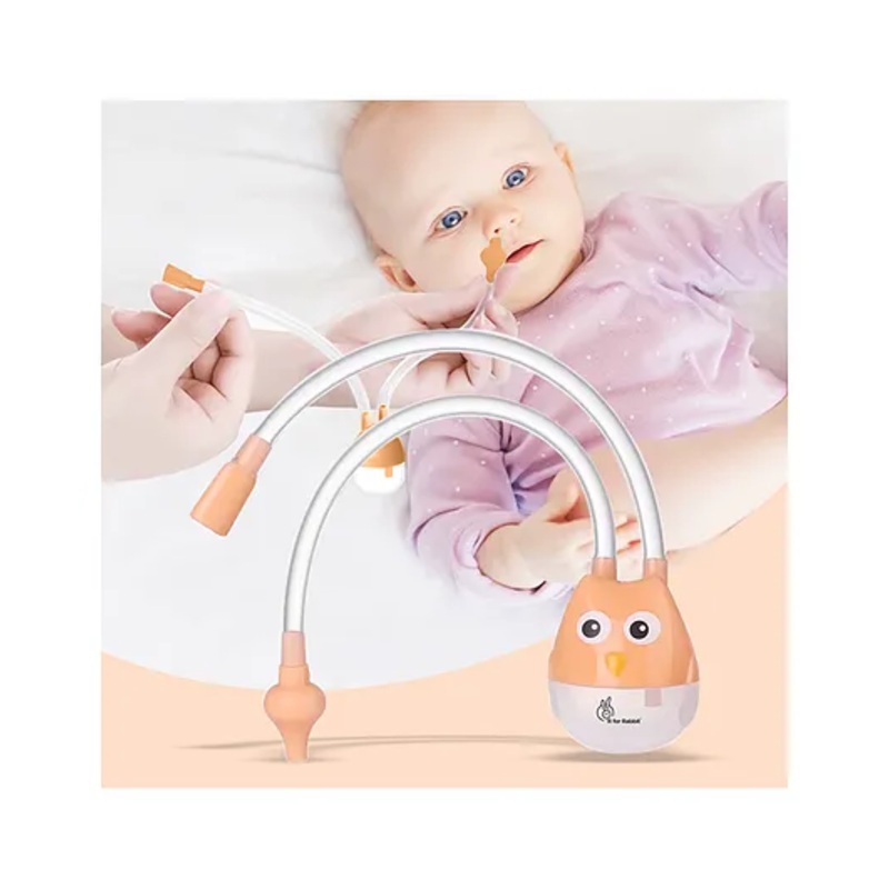 R for Rabbit Snowy Baby Nasal Aspirator, Nose Cleaner for Babies (0 to 5 Years) BPA Free Soft Silicone, Infants Snotsucker, Cold Relief, Easy to Clean, Travel Friendly (Orange)