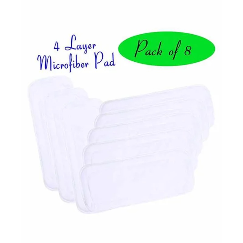 The Little Lookers 4 Layer Microfiber Insert For Reusable Diapers Pack Of 8 - White