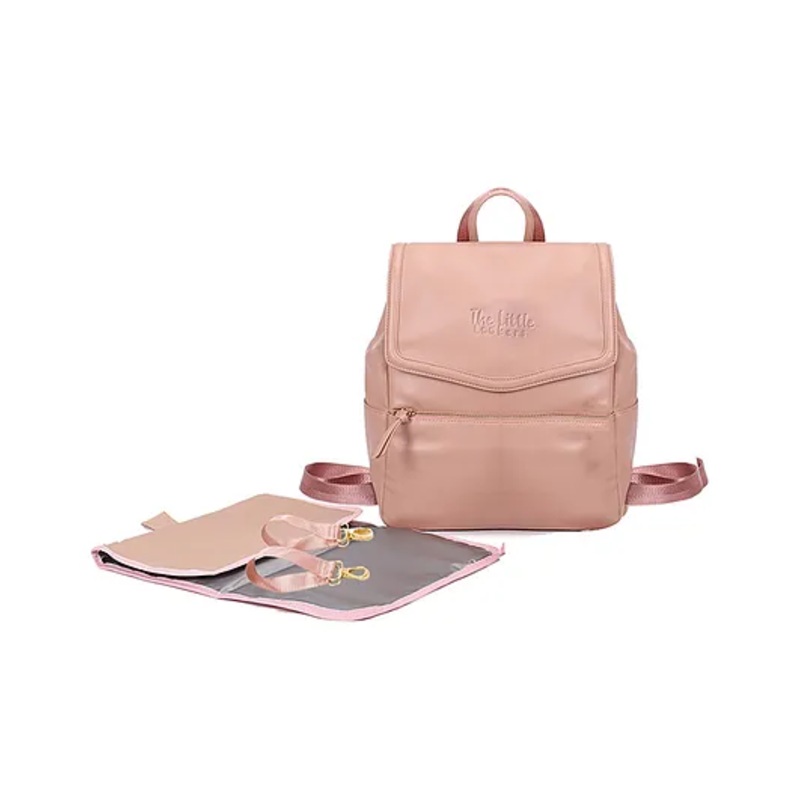 The Little Lookers Jolly Luxe Vegan Leather Diaper Backpack - Peachy Pink