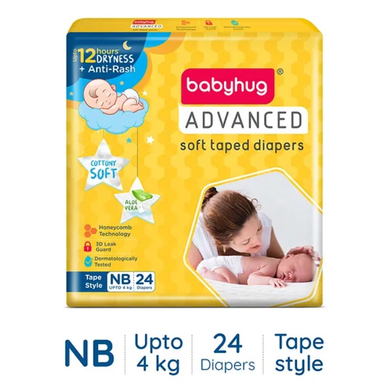 Babyhug Advanced Tape Style Diapers New Born Size - 24 Pieces