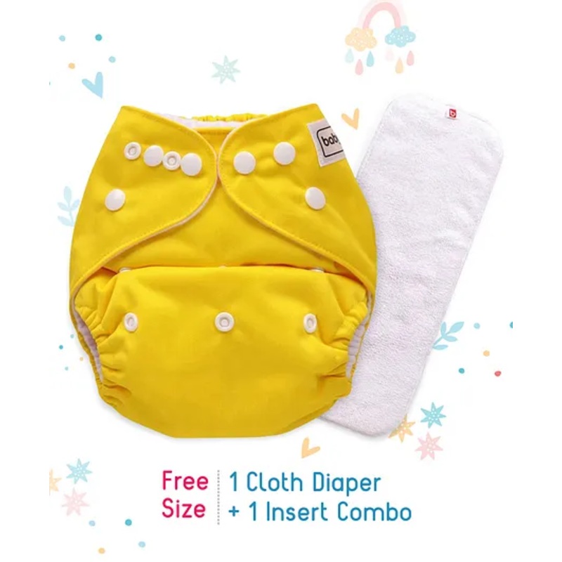 Babyhug Free Size Reusable Cloth Diaper With Insert - Yellow
