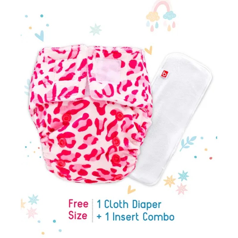 Babyhug New Born Reusable Cloth Nappies With SmartDry Abstract Print  - Pink