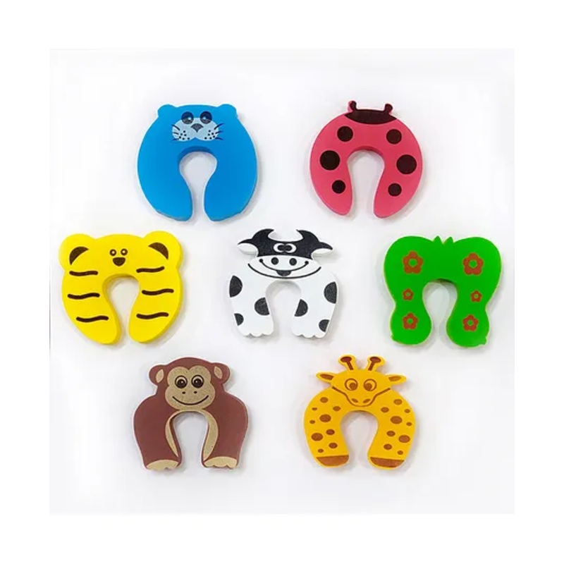 BabySafeHouse Finger Pinch Door Guard in Animal Shape Pack of 8 - Multicolour