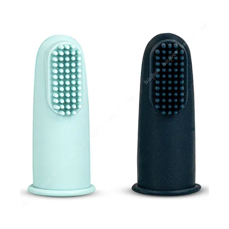 Baybee Silicone Baby Finger Brush with Super Soft Bristles BPA Free Teeth & Tongue Cleaning Toothbrush (Pack of 2) - Black & Green