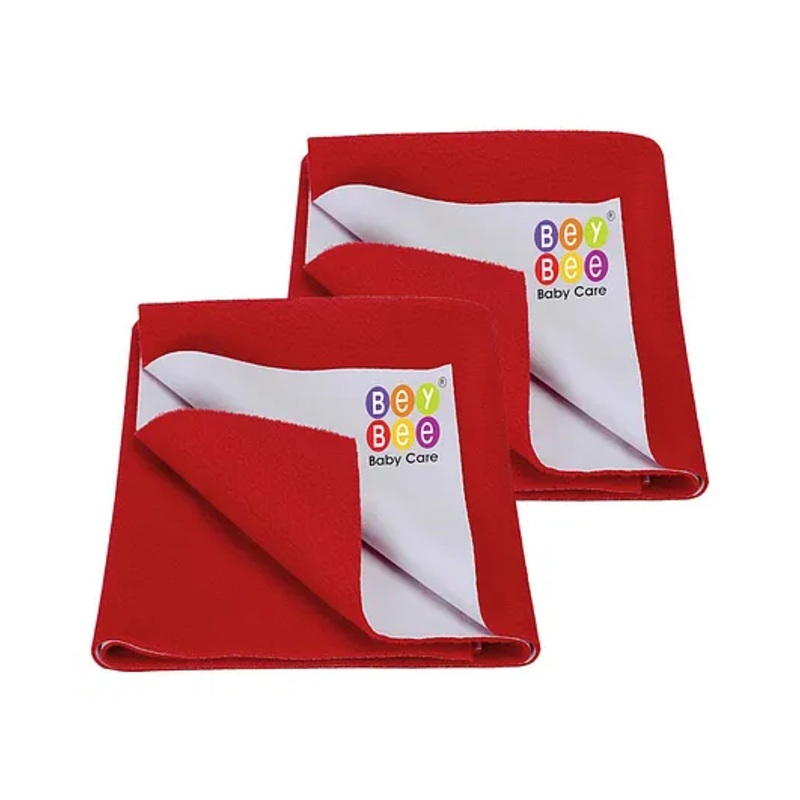 Bey Bee Cotton Baby Bed Protecting Mat Medium Size Pack Of 2 - Red