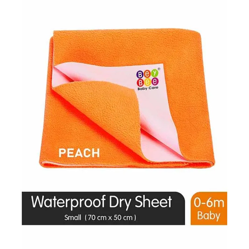 BeyBee Waterproof Rubber Sheet, Small Size - Peach