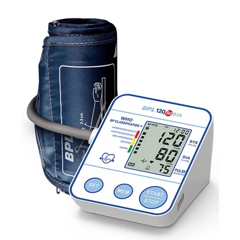 BPL Medical Technologies B18 Digital Blood Pressure Monitor with USB, LCD Display|BP Apparatus for Home|Hypertension & Managing Heart Health Device - White