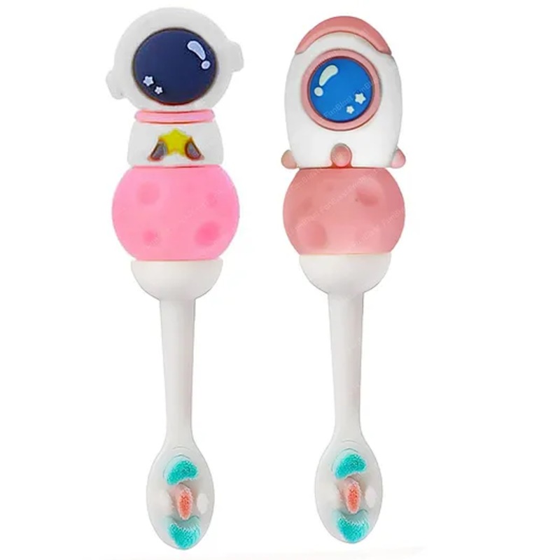 Bunie Cute Space Design Toothbrush for Kids Girls (Pack of 2 - Random Design)
