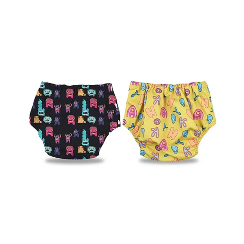 Chinmay Kids Baby Swim Diaper Waterproof Reusable Leakproof Adjustable Infant Pool Pant Boys And Girls Swim Diaper- Black Yellow