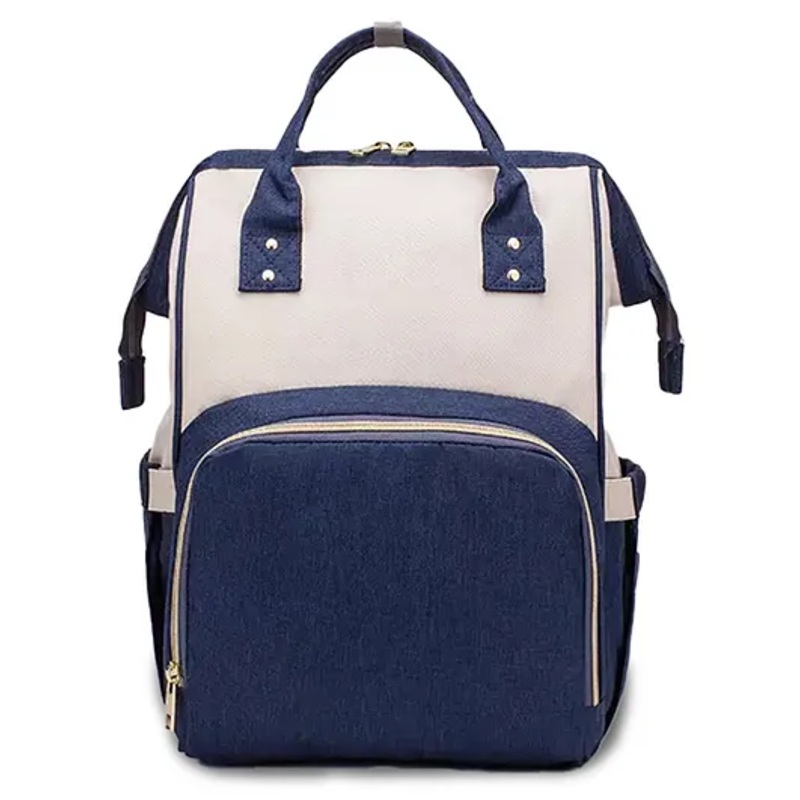 Chinmay Kids Large Capacity Diaper Backpack with Insulated Bottle Storage - Blue & White