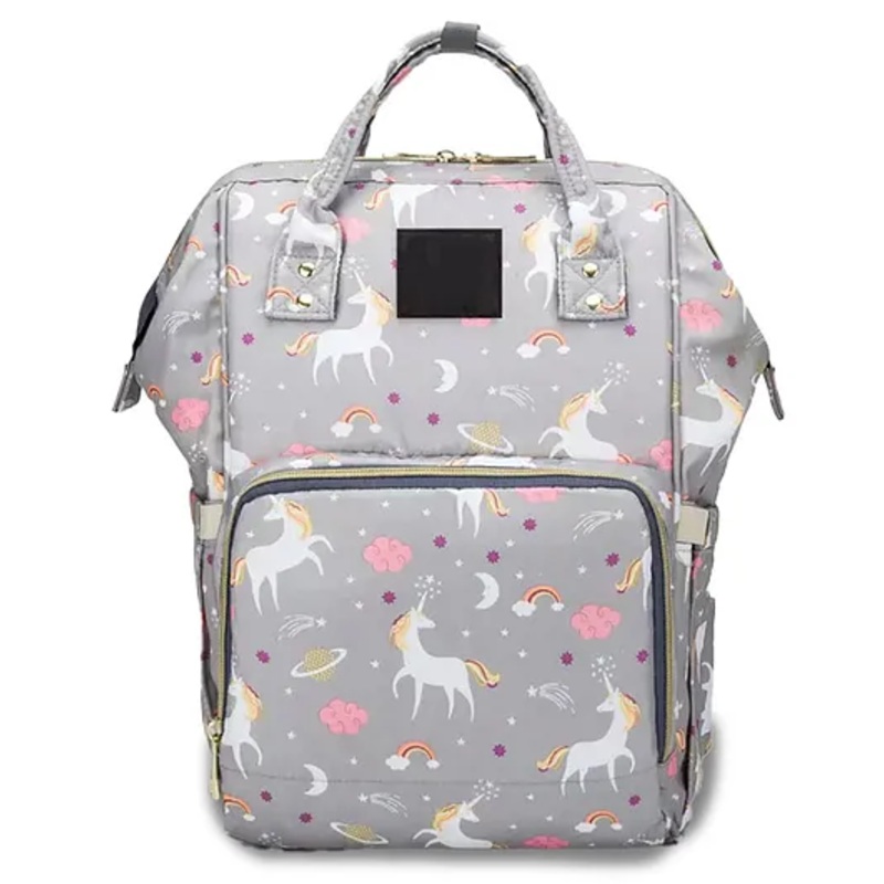 Chinmay Kids Large Capacity Diaper Backpack with Insulated Bottle Storage - Grey