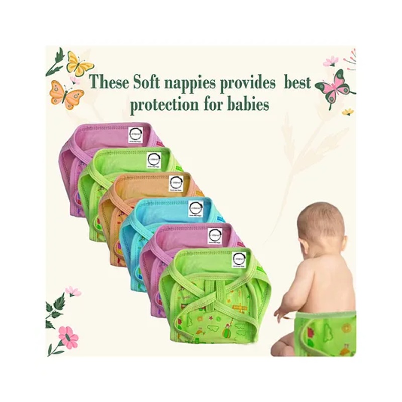 Chirsh Baby Cloth Single Layer Nappies Washable Reusable Diapers Pack Of 10 (0-4 Months) - Multicolor
