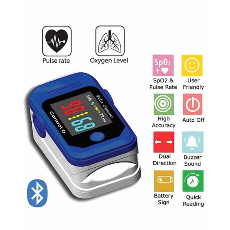 Control D Bluetooth Digital Pulse Oximeter - Blue White