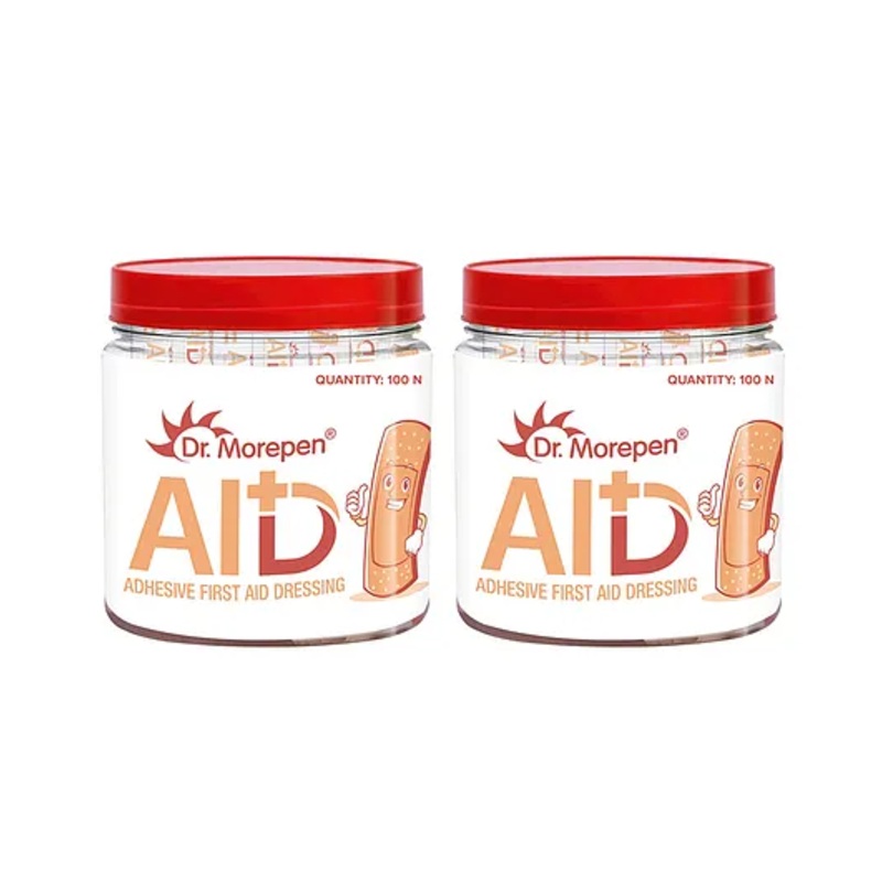 DR. MOREPEN AID Adhesive Band Aid Waterproof for Kids & Adults, Latex Free - 100 First Aid Bandaid Pack of 2