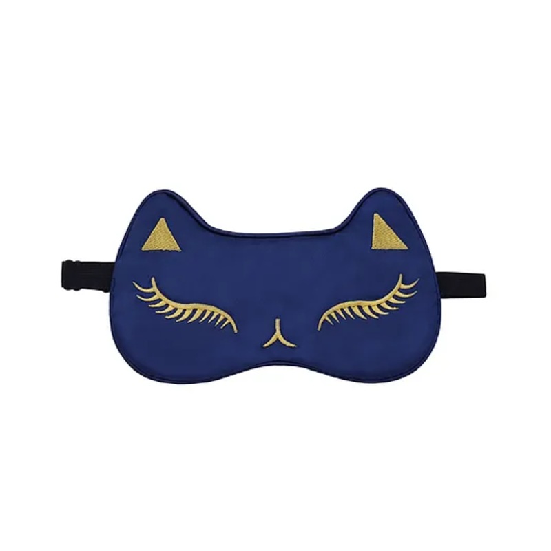 Jenna Silk Feline Face Sleeping Eye Mask - Dark Blue