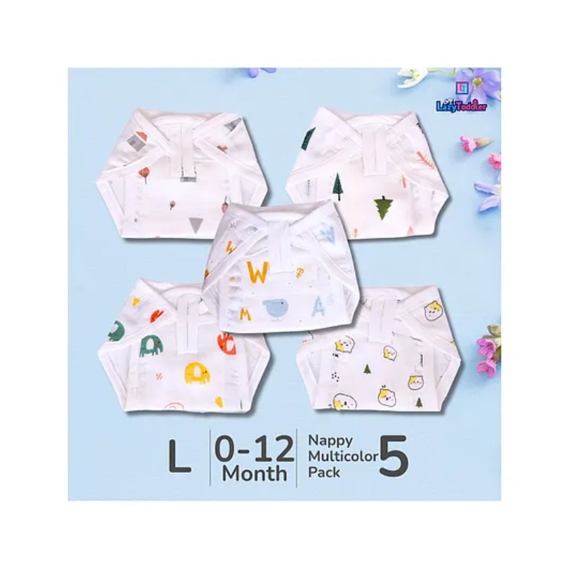 LazyToddler Muslin Nappy Set of 5  Large (TD)