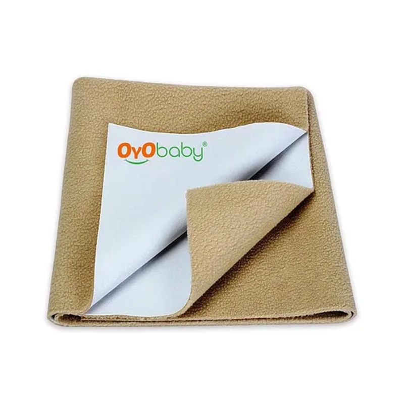 OYO BABY Anti-Piling Fleece Extra Absorbent Instant Dry Sheet, Baby Bed Protector, Waterproof Sheet, Small (70cm x 50cm), Beige