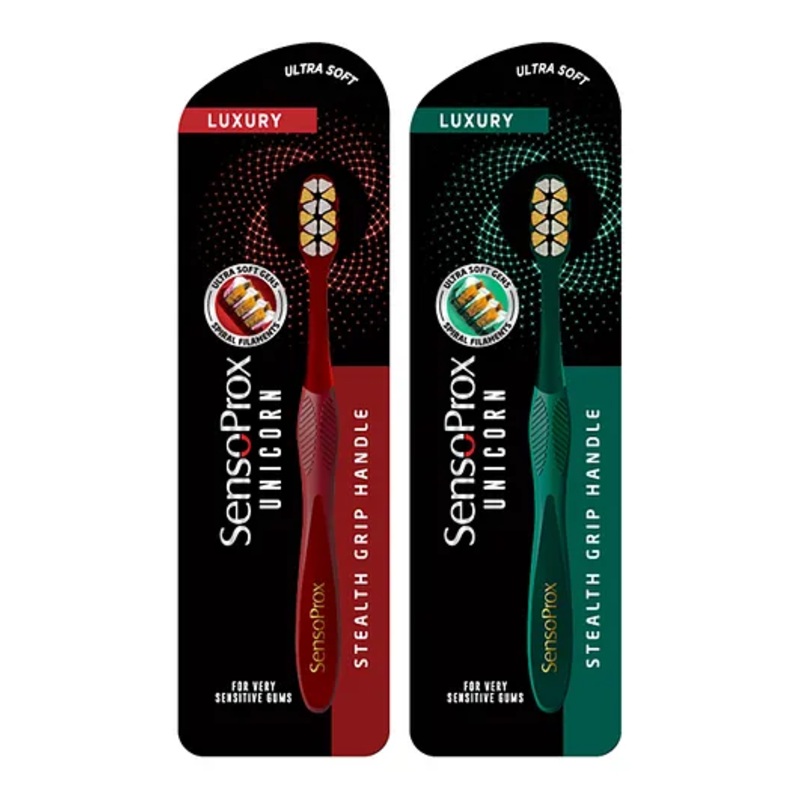 SensoProx Unicorn Toothbrush Pack of 2 - Green & Red