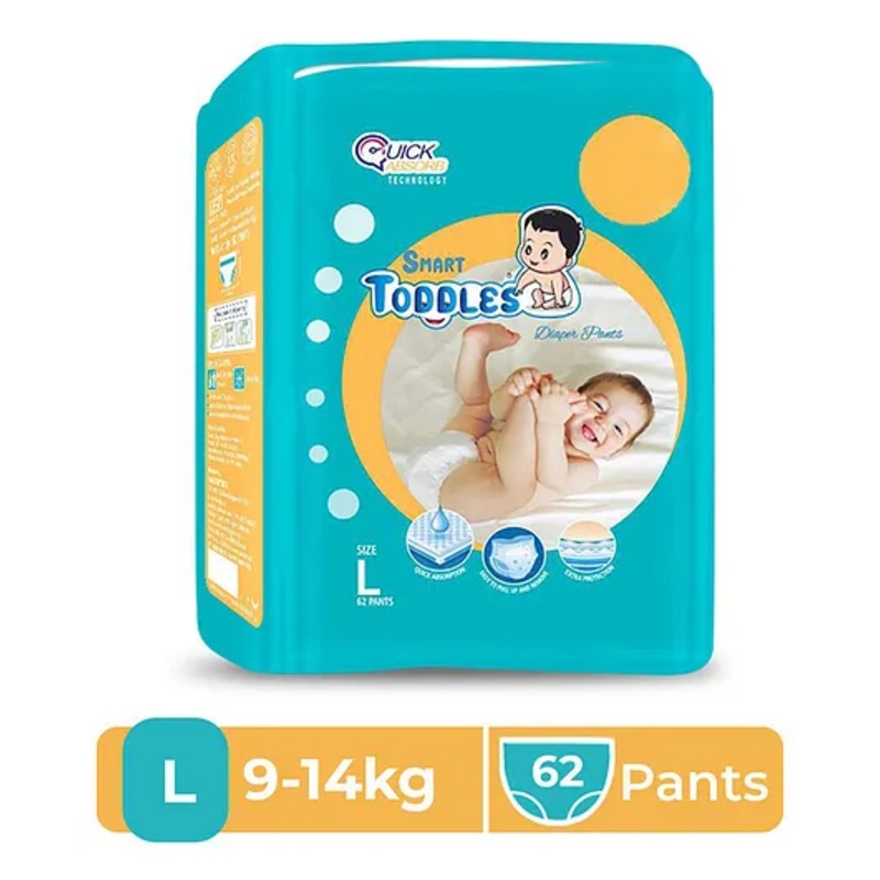 Smart Toddles - Baby Diaper Pants 62 (Size- Large) With Quick Absorption Technology and Extra Protection | Easy to Pull Up and Remove (White, L, 62, count)