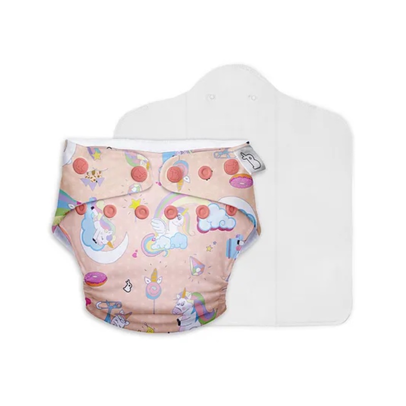SuperBottoms Freesize UNO Cloth Diaper (3M - 3Y) Reusable with 1 Dry Feel Pad, Absorbs 4-5 Pees - Pixie Dust