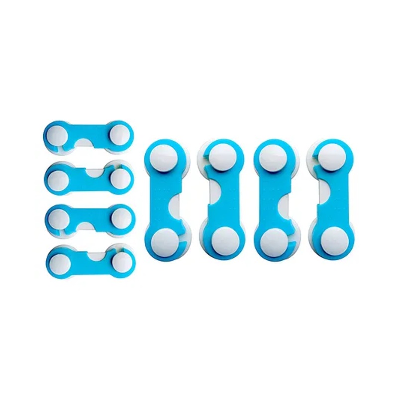THE LITTLE LOOKERS Multipurpose  Safety Lock for Doors, Cabinet, Fridge, Drawer Blue-  Pack of 8