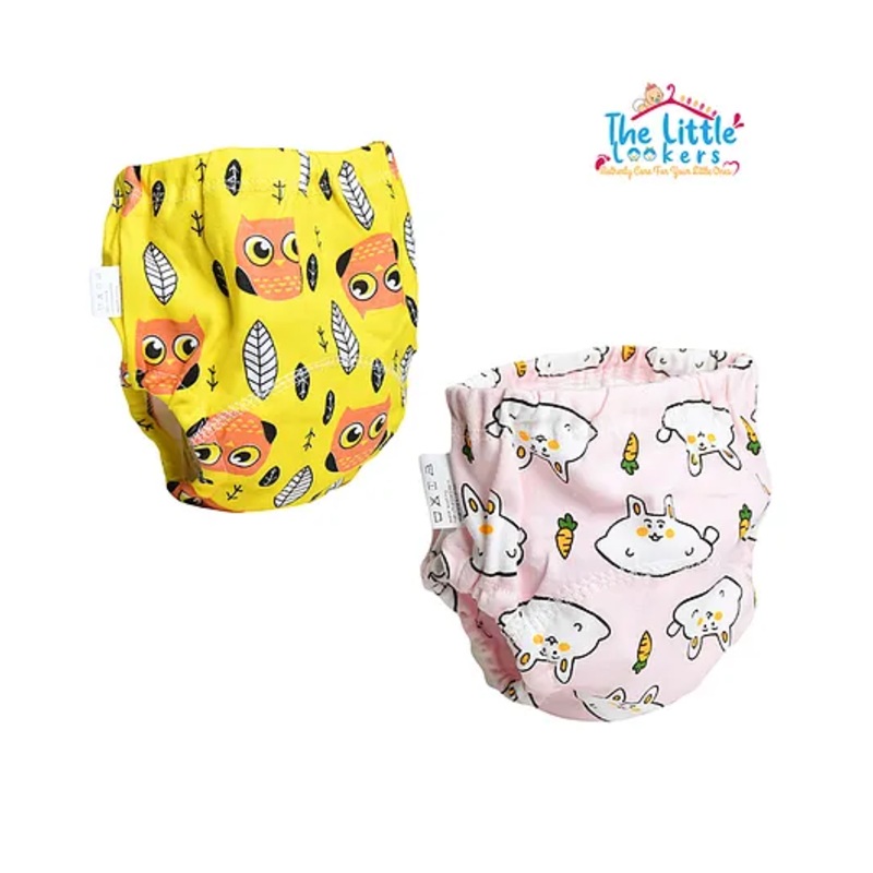 THE LITTLE LOOKERS Potty Training Pants for Babies I Reusable & Waterproof Pull up Underwear | Cloth Diaper for Babies-Yellow & Pink (6 Months - 12 Months) (Pack of 2)
