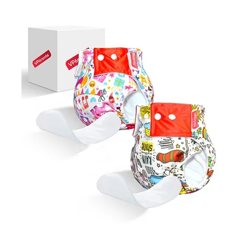 VParents Jumbo and Rain Print Reusable and Adjustable Cloth Diapers With ultra Absorbent Insert with 5 Layers Washable Pack of 2 - Multicolor