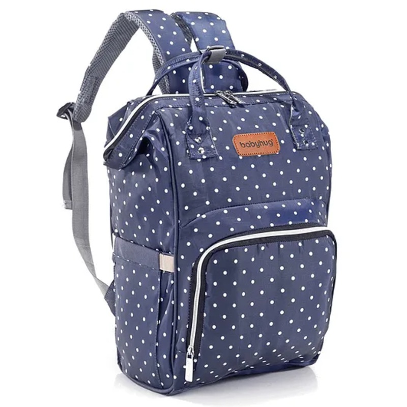 Babyhug Backpack Style Maternity Diaper Bag Polka Dot Print- Navy Blue