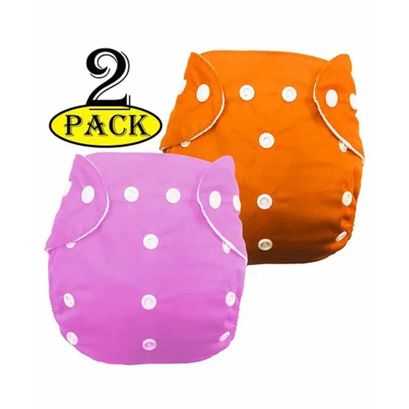 BabyMoon Reusable Cloth Diaper Set of 2 - Pink & Orange (No Insert )